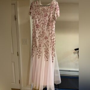 Adrianna Papell Pink Floral Embroidered Dress